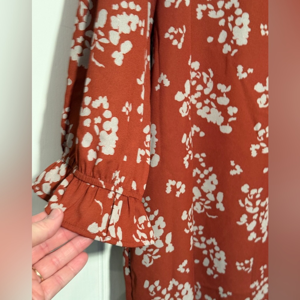 Tua Plus 3XL Rust Floral Blouse Scoop Neck Flowy Boho Plus Size Top - Picture 3 of 14